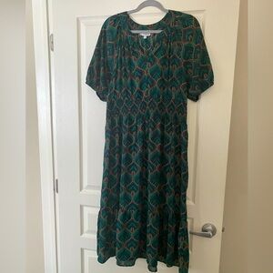 Luxology Green and Black Patterned Dress
